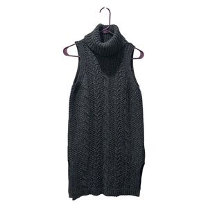 Parkhurst Cotton Country Charcoal Turtleneck Sleeveless Sweater Dress Chunky NWT